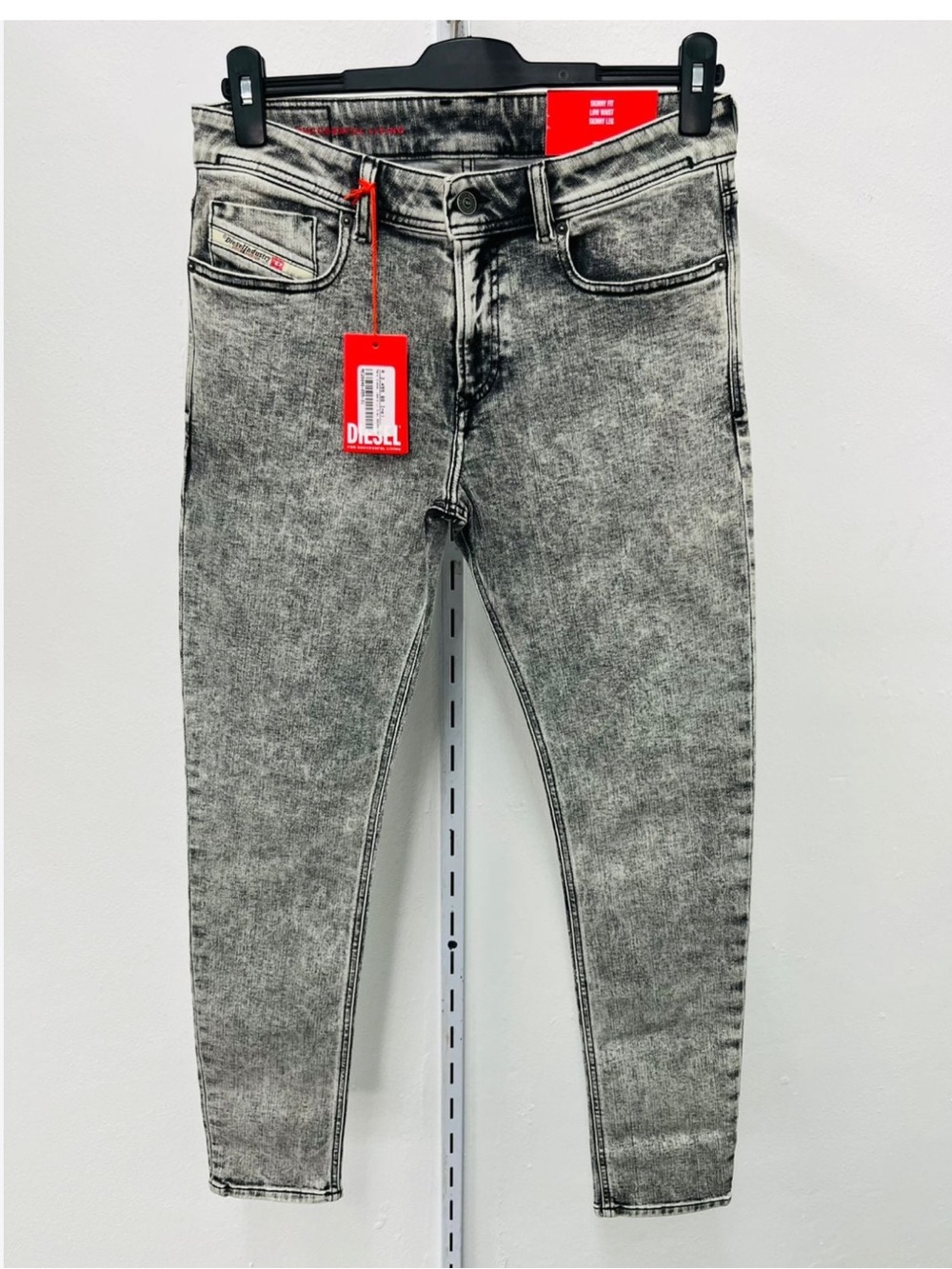 Diesel Men’s Grey Acid-Wash Skinny Jeans